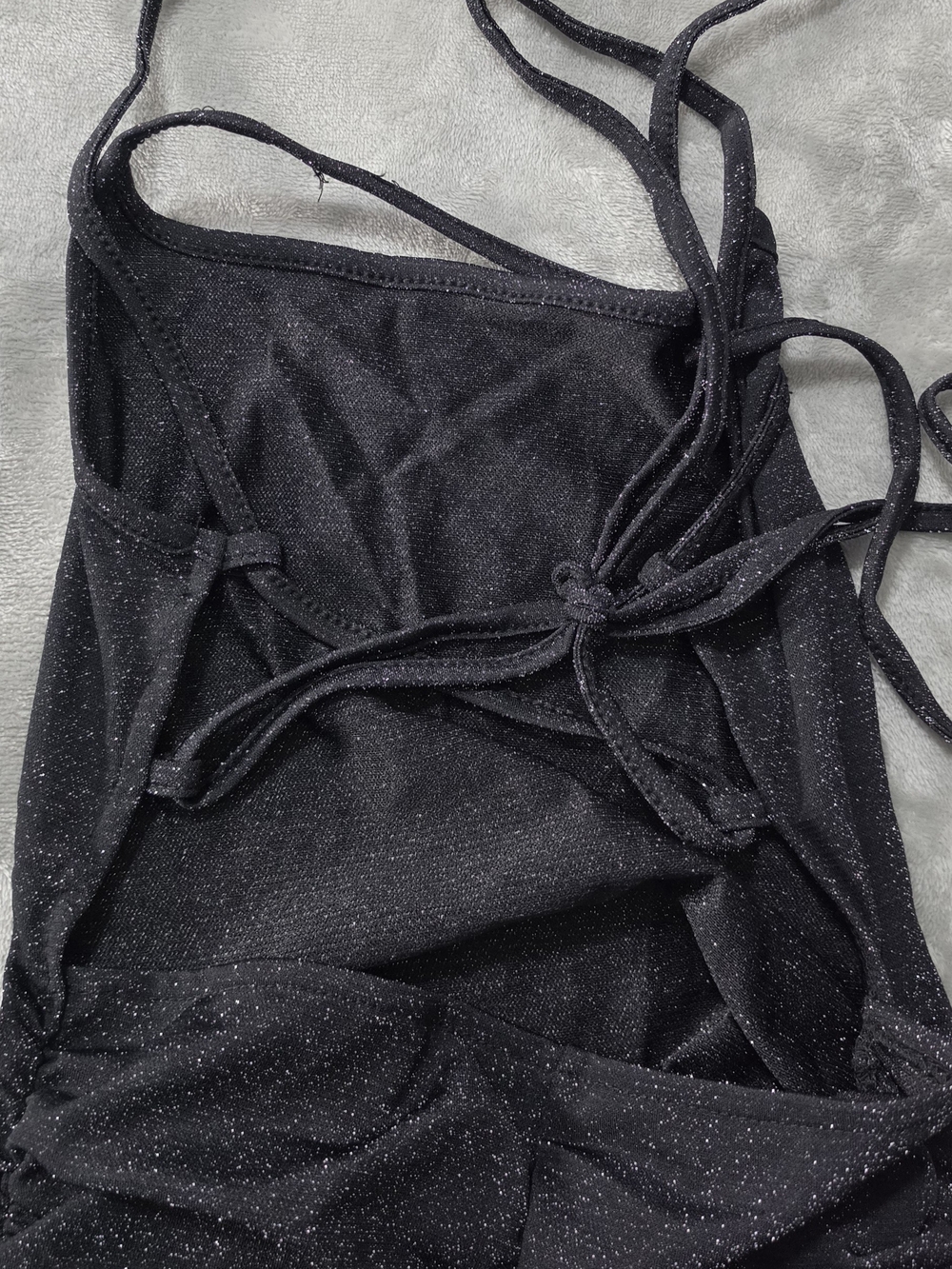 SHEIN Black Sparkle Tie-Back Bandeau Top